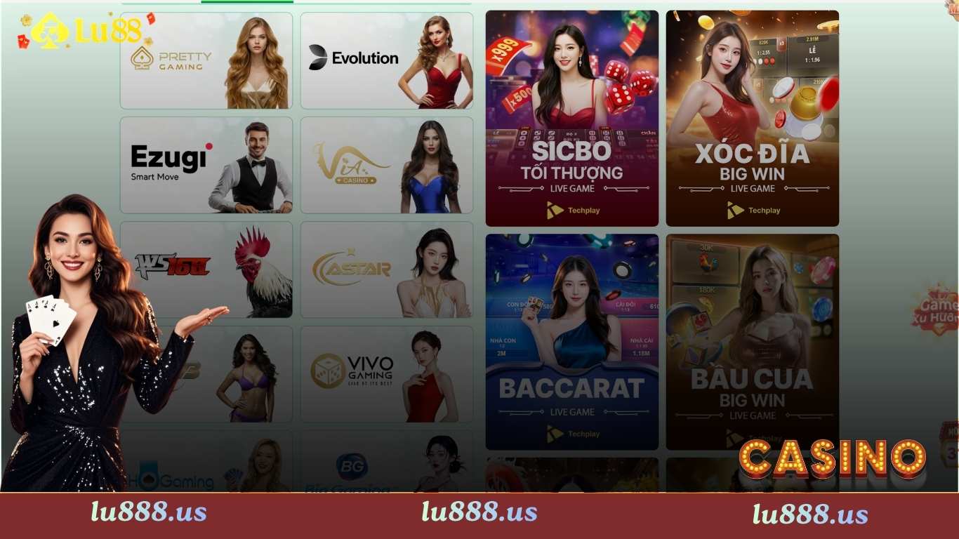 Các tựa game live casino Lu88 phổ biến